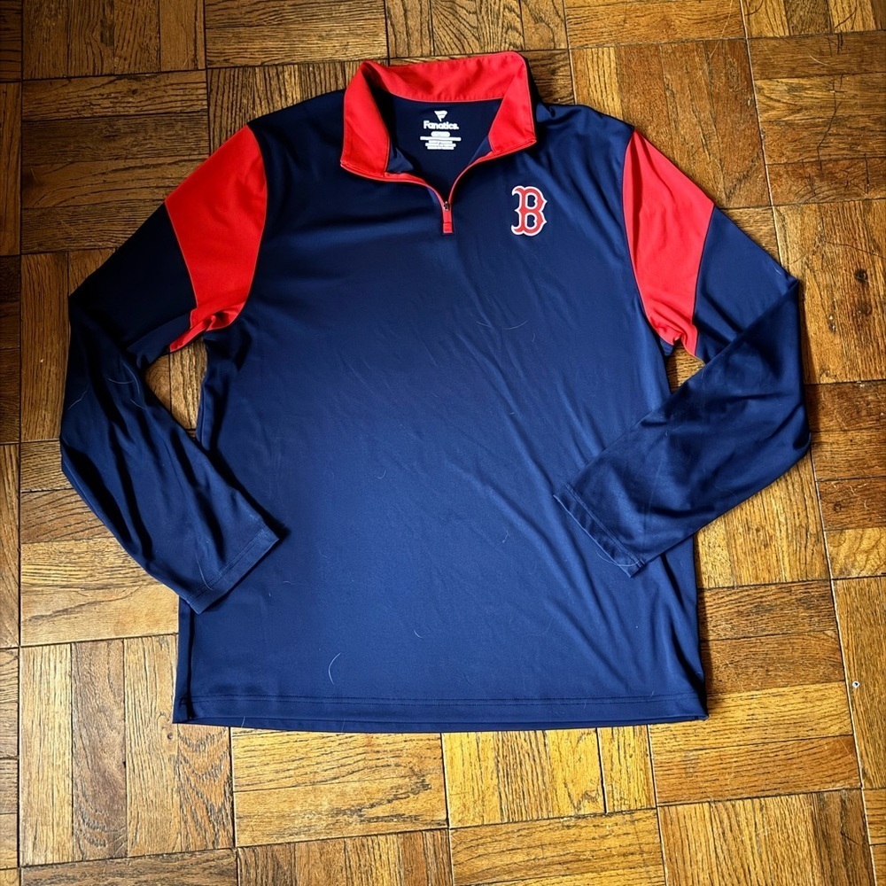 Fanatics Boston Red Sox Quarter Zip Pullover Jacket Navy Red MLB